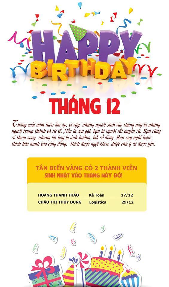 Sinh nhật tháng 12 New Golden Sea